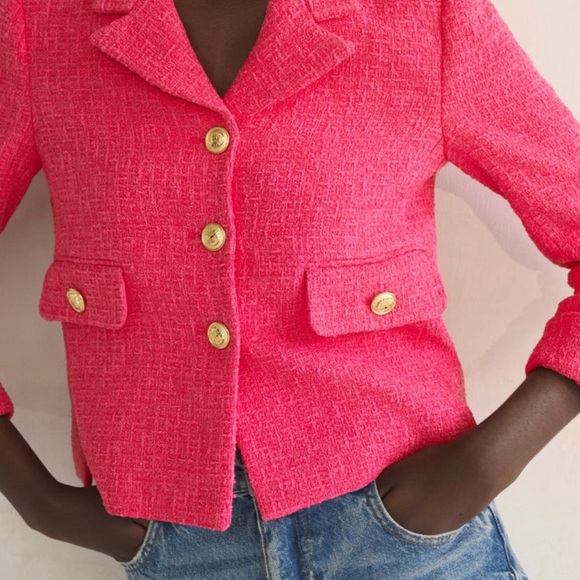 Zara buttoned textured weave blazer - Picture 4 of 7